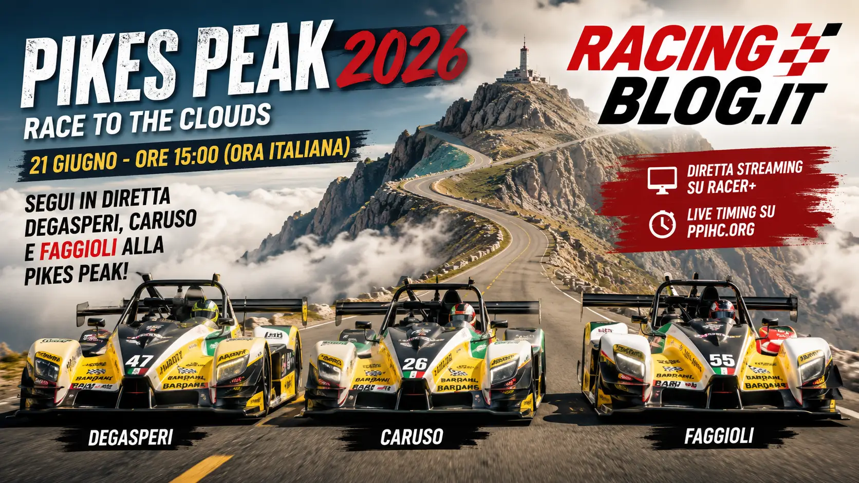 Pikes Peak 2026, come seguire i tre italiani nella leggendaria Race to the Clouds