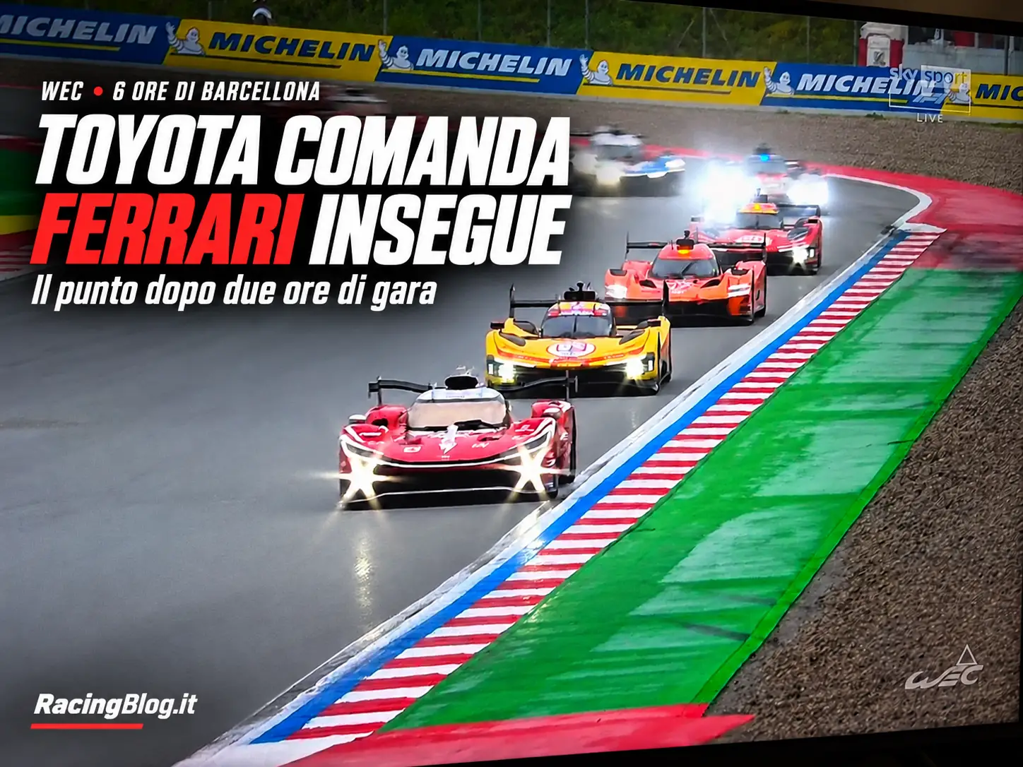 WEC, Barcellona dopo due ore: Toyota comanda, Ferrari insegue nella transizione alle slick